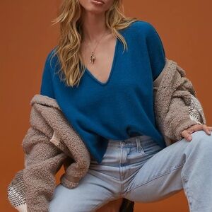 Anthropologie Blue V-Neck Sweater